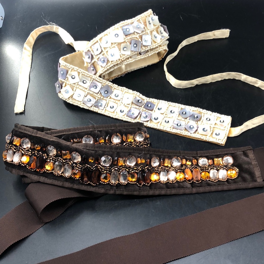 2 Embellished Tie Belts
